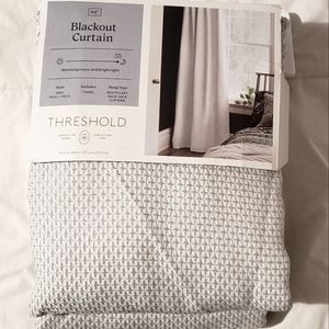 Threshold Blackout Curtain 50" x 84"  (Gray Small Check)